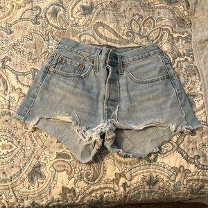 Levi's Blue Jean Shorts Distressed Frayed Hem